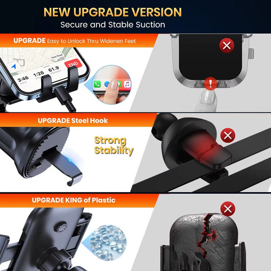 Soporte para teléfono de coche, soporte Universal para teléfono con bloqueo automático mejorado TOPK con Clip de gancho para salida de aire de coche para iPhone Samsung