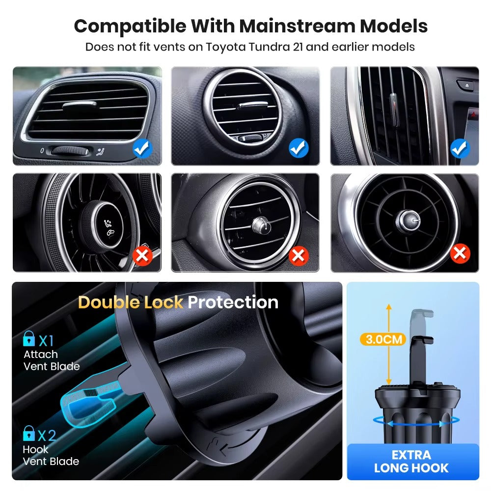 Soporte para teléfono de coche, soporte Universal para teléfono con bloqueo automático mejorado TOPK con Clip de gancho para salida de aire de coche para iPhone Samsung