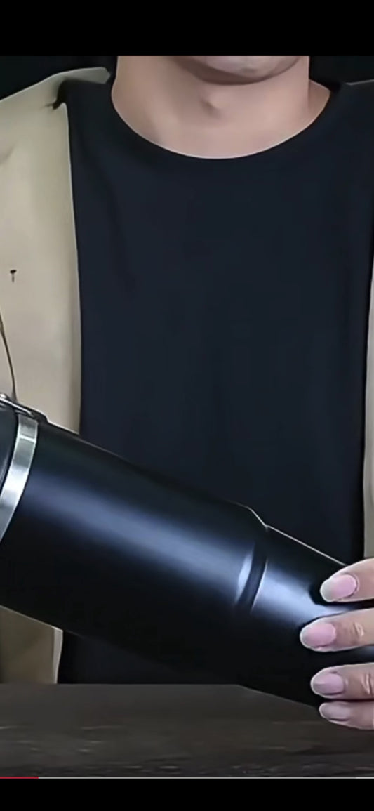 Taza Termo de acero inoxidable para coche de gran capacidad de 30oz con pajita, botella de agua deportiva para viaje, termo, taza aislante para café